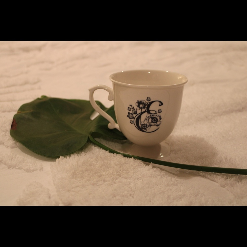 Anthropology initial teacup mug